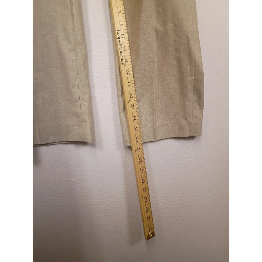 Coastal Old Money Kenneth Cole Reaction Mens 30x30 Beige Linen Blend Trousers